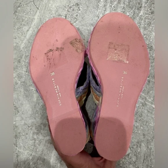 Sophia Webster Ines Woven Wedge Mid Espadrille Mule Slide Sandals 36 - Picture 5 of 7